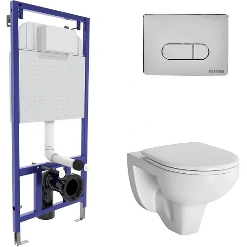 Комплект унитаза BERGES GAMMA с инсталляцией NOVUM525, кнопкой D3, с сиденьем Gamma микролифт, быстр 042417 Комплект унитаза BERGES GAMMA с инсталляцией NOVUM525, кнопкой D3, с сиденьем Gamma микролифт, быстр 042417