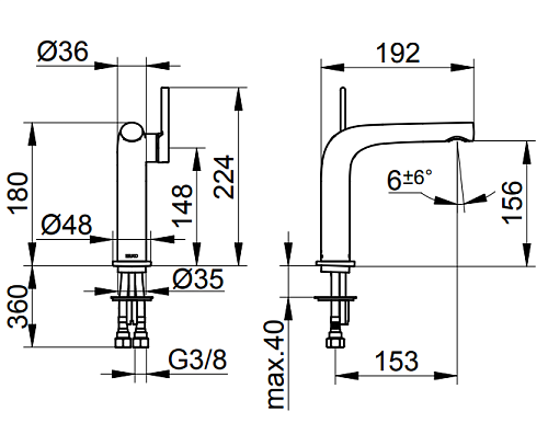 Смеситель для раковины Keuco Edition 400 51502130100 Смеситель для раковины Keuco Edition 400 51502130100