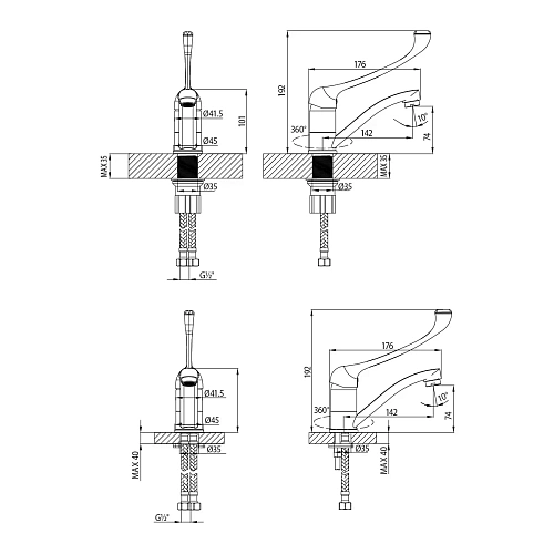 Смеситель для раковины Lemark Project LM4637C, хром Смеситель для раковины Lemark Project LM4637C, хром