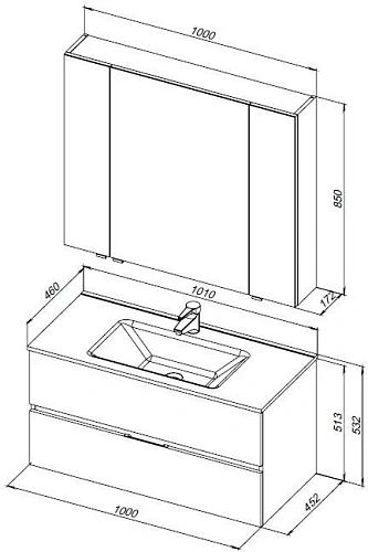 Комплект мебели Aquanet Алвита New 100 2 ящика, белый матовый 00274205 Комплект мебели Aquanet Алвита New 100 2 ящика, белый матовый 00274205