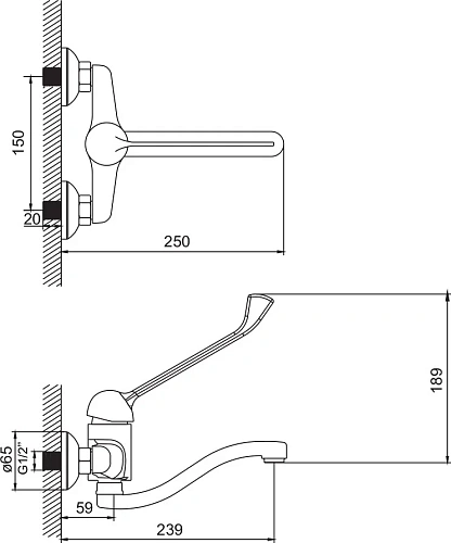 Смеситель для ванны Iddis CG53654C для медицинских учреждений Смеситель для ванны Iddis CG53654C для медицинских учреждений