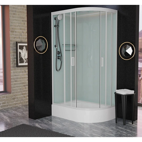 Душевая кабина Frank F412/1L М левосторонняя White белый профиль матовое стекло 120x80 20028 Душевая кабина Frank F412/1L М левосторонняя White белый профиль матовое стекло 120x80 20028