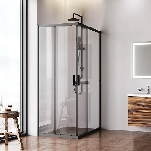 Душевой уголок AM.PM Gem W90G-403-120280-BT раздвижные двери 120x80 профиль черный матовый, стекло прозрачное Душевой уголок AM.PM Gem W90G-403-120280-BT раздвижные двери 120x80 профиль черный матовый, стекло прозрачное