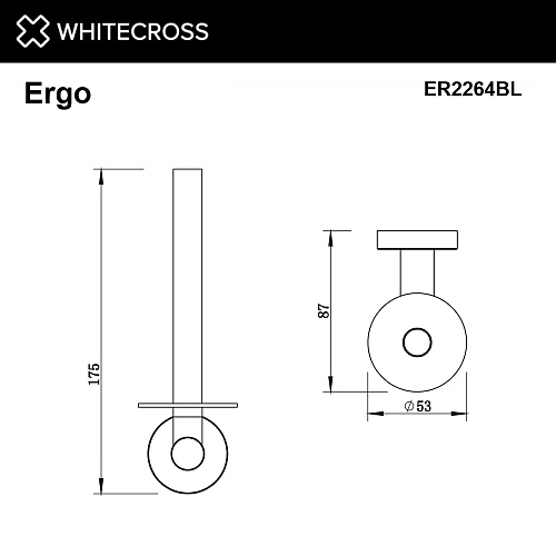 Держатель туалетной бумаги WHITECROSS Ergo ER2264BL черный матовый Держатель туалетной бумаги WHITECROSS Ergo ER2264BL черный матовый