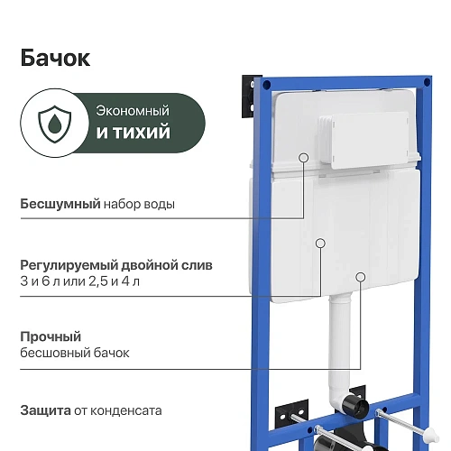Инсталляция для унитаза STWORKI 510163 с кнопкой смыва 230824 белой 555061 Инсталляция для унитаза STWORKI 510163 с кнопкой смыва 230824 белой 555061