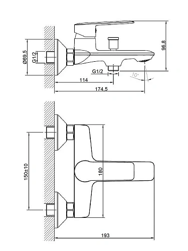 Смеситель для ванны Agger Clean A2410000 Смеситель для ванны Agger Clean A2410000