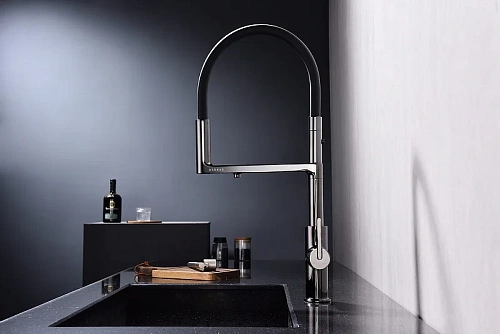 Смеситель для кухни Paulmark Tornado глянцевый черный To213402-GB Смеситель для кухни Paulmark Tornado глянцевый черный To213402-GB