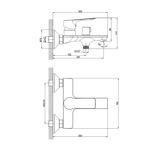 Смеситель для ванны Rossinka RS27-30 Смеситель для ванны Rossinka RS27-30