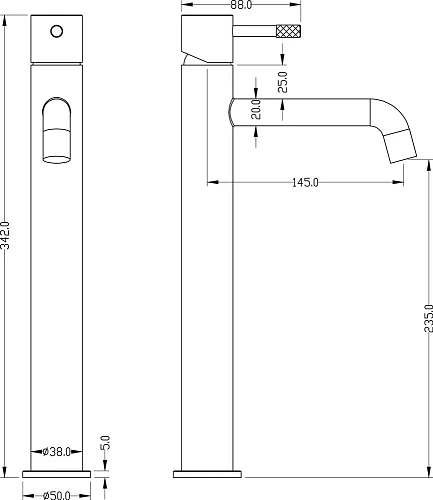 Смеситель для раковины Boheme Uno 462-NB Nikel Brush Смеситель для раковины Boheme Uno 462-NB Nikel Brush
