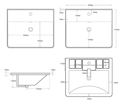 Раковина Aquanet Ирис-Т 60 00346264 белая Раковина Aquanet Ирис-Т 60 00346264 белая