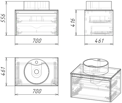 Тумба под раковину GROSSMAN СМАРТ-70 см+1 внутр.(ум.GR-3012,GR-3017,GR-3027) веллингтон/графит подвесная 107009 Тумба под раковину GROSSMAN СМАРТ-70 см+1 внутр.(ум.GR-3012,GR-3017,GR-3027) веллингтон/графит подвесная 107009