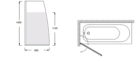 Шторка на ванну Jacob Delafon Serenity 80х145 см, поворотная, матовая E4933-GA Шторка на ванну Jacob Delafon Serenity 80х145 см, поворотная, матовая E4933-GA