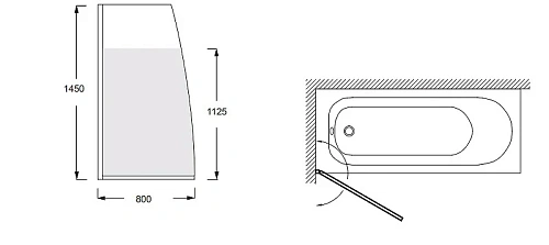 Шторка на ванну Jacob Delafon Serenity 80х145 см, поворотная, матовая E4933-GA Шторка на ванну Jacob Delafon Serenity 80х145 см, поворотная, матовая E4933-GA