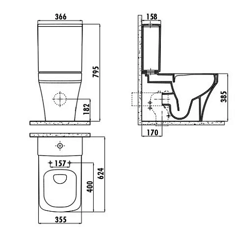 Чаша напольного унитаза Creavit Solo SO361-00CB00E-0000 Чаша напольного унитаза Creavit Solo SO361-00CB00E-0000