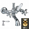 Картинка анонса товара «смеситель для ванны nicolazzi p.m.blanc 1400go78 под душевую стойку, ручка белая керамика, золото»