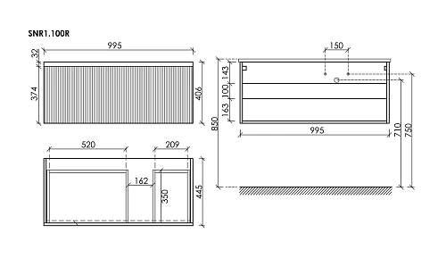 Тумба под раковину SANCOS Snob SNR1.0100RSM R 1.0 995х445х406 Doha Soft подвесная Тумба под раковину SANCOS Snob SNR1.0100RSM R 1.0 995х445х406 Doha Soft подвесная