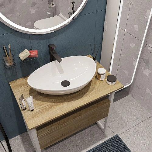 Комплект мебели DIWO Элиста 80 светлое дерево с раковиной Moduo 55 Leaf 568036 Комплект мебели DIWO Элиста 80 светлое дерево с раковиной Moduo 55 Leaf 568036