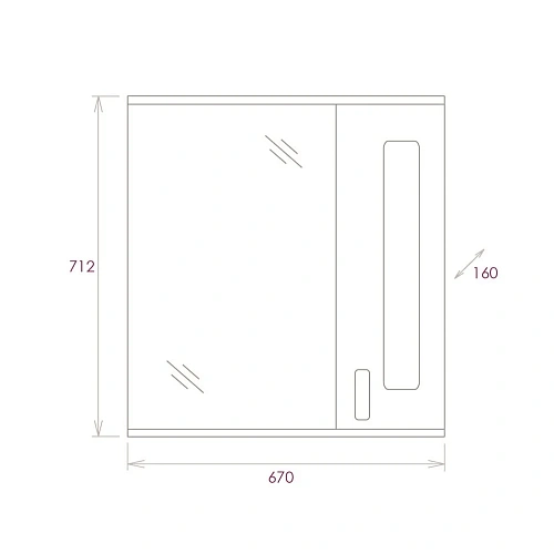 Зеркальный шкаф Onika КРИСТАЛЛ 67.02 правый 206706 Зеркальный шкаф Onika КРИСТАЛЛ 67.02 правый 206706