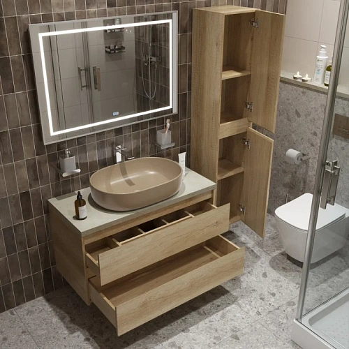 Тумба со столешницей и раковиной BelBagno KRAFT 100 kraft100rnn-kepmco-1084h316-set подвесная KRAFT100RNN-KEPMCO-1084H316-SET Тумба со столешницей и раковиной BelBagno KRAFT 100 kraft100rnn-kepmco-1084h316-set подвесная KRAFT100RNN-KEPMCO-1084H316-SET