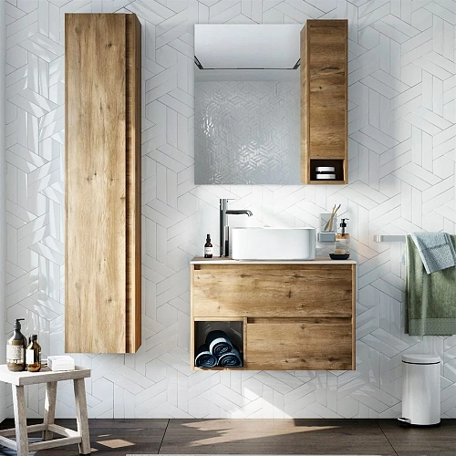 Комплект мебели STWORKI Карлстад 75 дуб рустикальный, роверелла, с отверстием для смесителя в столеш 427895 Комплект мебели STWORKI Карлстад 75 дуб рустикальный, роверелла, с отверстием для смесителя в столеш 427895