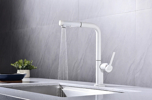 Смеситель для кухни Paulmark NEO белый матовый Ne214419-WH Смеситель для кухни Paulmark NEO белый матовый Ne214419-WH