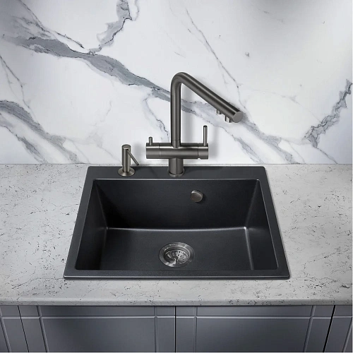 Смеситель для кухни Milacio Ultra 559 (MCU.559.GM) под фильтр, вороненая сталь Смеситель для кухни Milacio Ultra 559 (MCU.559.GM) под фильтр, вороненая сталь