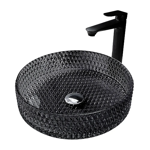 Раковина ABBER Glas AK2301B стеклянная, накладная, черная Раковина ABBER Glas AK2301B стеклянная, накладная, черная