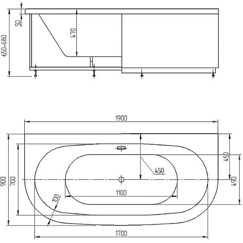 Акриловая ванна Aquatek Морфей пустая с фронтальным экраном вклеенный каркас MOR190-0000059 Акриловая ванна Aquatek Морфей пустая с фронтальным экраном вклеенный каркас MOR190-0000059