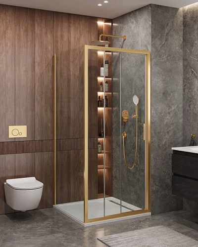 Душевой уголок CEZARES MOLVENO-AHF-31-100/90-C-BORO-IV цвет профиля брашированное золото стекло прозрачное 1000x900 мм Душевой уголок CEZARES MOLVENO-AHF-31-100/90-C-BORO-IV цвет профиля брашированное золото стекло прозрачное 1000x900 мм