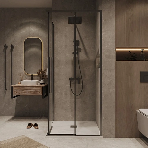 Душевая дверь GROSSMAN Galaxy 1/2.K33.01.11.42.00 (110x195) графит сатин, стекло прозрачное Душевая дверь GROSSMAN Galaxy 1/2.K33.01.11.42.00 (110x195) графит сатин, стекло прозрачное