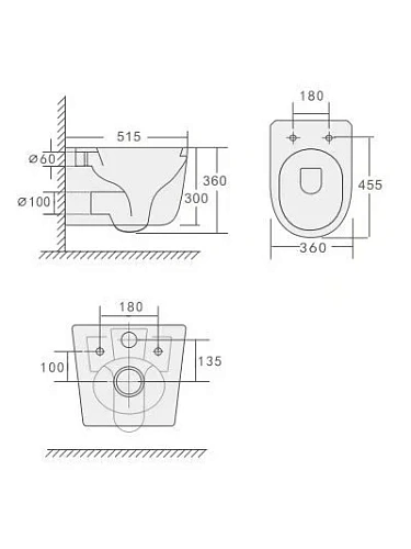 Унитаз подвесной Boheme Flow 969-SET-MW матовый белый с крышкой Унитаз подвесной Boheme Flow 969-SET-MW матовый белый с крышкой