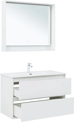 Тумба под раковину Aquanet Милан 100 белый глянец 00336370 подвесная Тумба под раковину Aquanet Милан 100 белый глянец 00336370 подвесная
