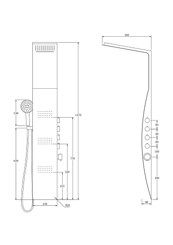 Душевая панель Taliente A04 147x23см, белый/хром, без излива TA-G-A04Wcr Душевая панель Taliente A04 147x23см, белый/хром, без излива TA-G-A04Wcr