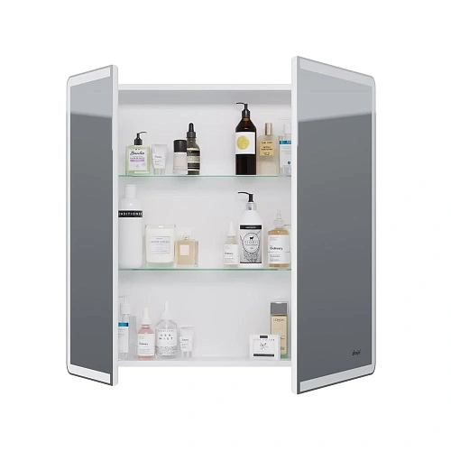 Зеркальный шкаф DREJA POINT, 80 см, 2 дверцы, 2 стеклянные полки, инфракрасный выключатель, LED-подс 99.9034 Зеркальный шкаф DREJA POINT, 80 см, 2 дверцы, 2 стеклянные полки, инфракрасный выключатель, LED-подс 99.9034