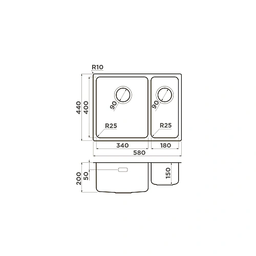 Кухонная мойка Omoikiri Tadzava 58-2-U/I-IN-L нерж.сталь/нержавеющая сталь 4993774 Кухонная мойка Omoikiri Tadzava 58-2-U/I-IN-L нерж.сталь/нержавеющая сталь 4993774