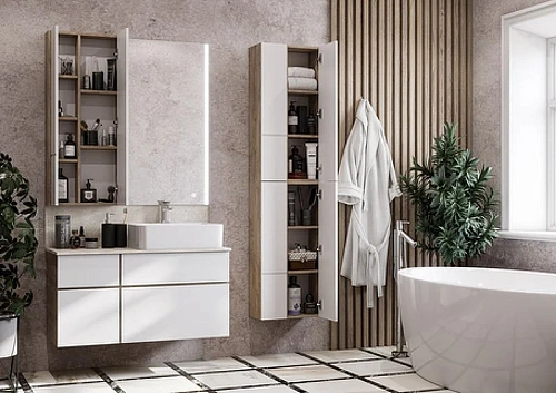 Шкаф Aquaton модуль Мишель 43 дуб эндгрейн, белый 1A244203MIX40 Шкаф Aquaton модуль Мишель 43 дуб эндгрейн, белый 1A244203MIX40