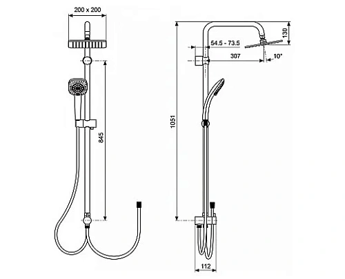 Душевая система Ideal Standard IDEALRAIN Cube A5862AA Душевая система Ideal Standard IDEALRAIN Cube A5862AA