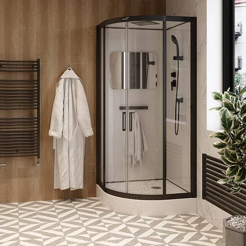 Душевая кабина Ceruttispa VIVA91B 100x100x215 профиль черный, стекло прозрачное Душевая кабина Ceruttispa VIVA91B 100x100x215 профиль черный, стекло прозрачное