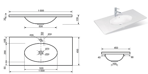 Раковина Эстет Vegas 100 silk ФР-00014919 1000х450 накладная Раковина Эстет Vegas 100 silk ФР-00014919 1000х450 накладная