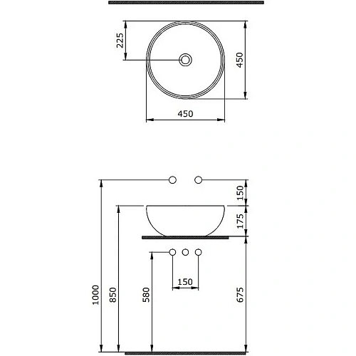 Раковина BERGES Mascon накладная, Ø 45 см, матовый антрацит 181022 Раковина BERGES Mascon накладная, Ø 45 см, матовый антрацит 181022