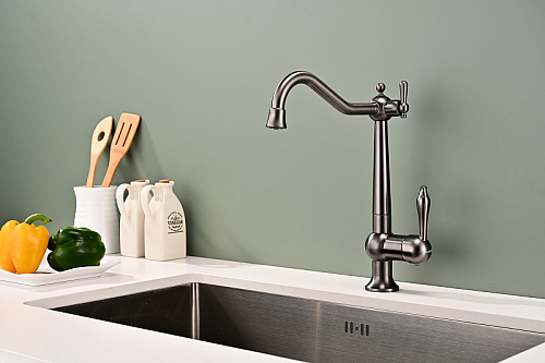 Смеситель для кухни Paulmark Retro вороненая сталь Re213226-GM Смеситель для кухни Paulmark Retro вороненая сталь Re213226-GM