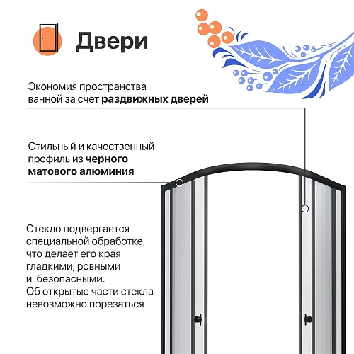 Душевой уголок DIWO Псков 90x90 профиль черный матовый 570906 Душевой уголок DIWO Псков 90x90 профиль черный матовый 570906