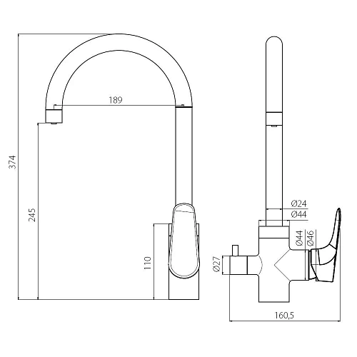 Смеситель для кухни Damixa Merkur 400730000 с каналом для питьевой воды, хром Смеситель для кухни Damixa Merkur 400730000 с каналом для питьевой воды, хром