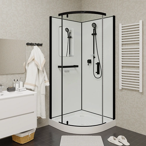 Душевая кабина Ceruttispa KORRA90B 90x90x205 профиль черный, стекло прозрачное Душевая кабина Ceruttispa KORRA90B 90x90x205 профиль черный, стекло прозрачное