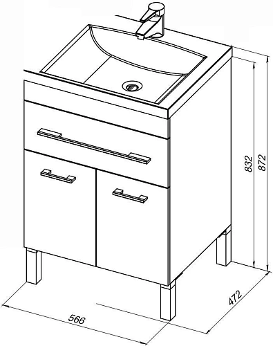 Тумба под раковину Aquanet Верона 58 белый (напольная 1 ящик 2 дверцы) 00182507 Тумба под раковину Aquanet Верона 58 белый (напольная 1 ящик 2 дверцы) 00182507