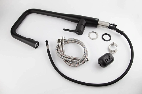 Смеситель для кухни Kaiser Claro для кухни с вытяжной лейкой черный матовый 22144-9 Смеситель для кухни Kaiser Claro для кухни с вытяжной лейкой черный матовый 22144-9