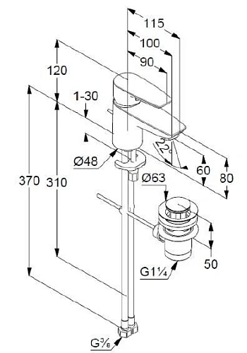 Смеситель для раковины Kludi Pure&Solid 343850575 Смеситель для раковины Kludi Pure&Solid 343850575