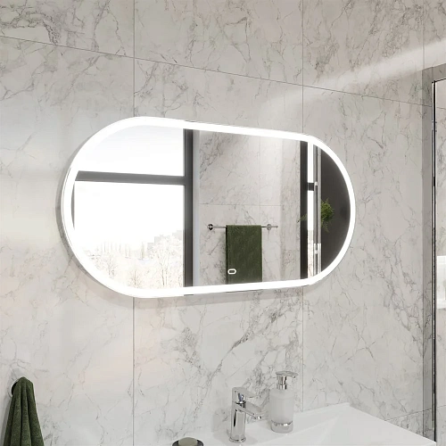 Зеркало STWORKI Мальмё 100 с подсветкой, сенсор на зеркале, овальное, настенное, большое 472137 Зеркало STWORKI Мальмё 100 с подсветкой, сенсор на зеркале, овальное, настенное, большое 472137