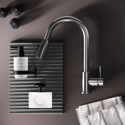 Смеситель для кухни AM.PM X-Joy S F85B07511 с вытягивающимся изливом, сатин Смеситель для кухни AM.PM X-Joy S F85B07511 с вытягивающимся изливом, сатин