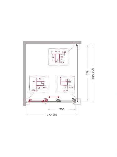 Душевой уголок BelBagno UNO-195-AHF-31-80/90-C-Cr 80x90 см, профиль хром, стекло прозрачное Душевой уголок BelBagno UNO-195-AHF-31-80/90-C-Cr 80x90 см, профиль хром, стекло прозрачное